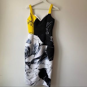 Prabal Gurung Runway Yellow Floral Abstract Dress